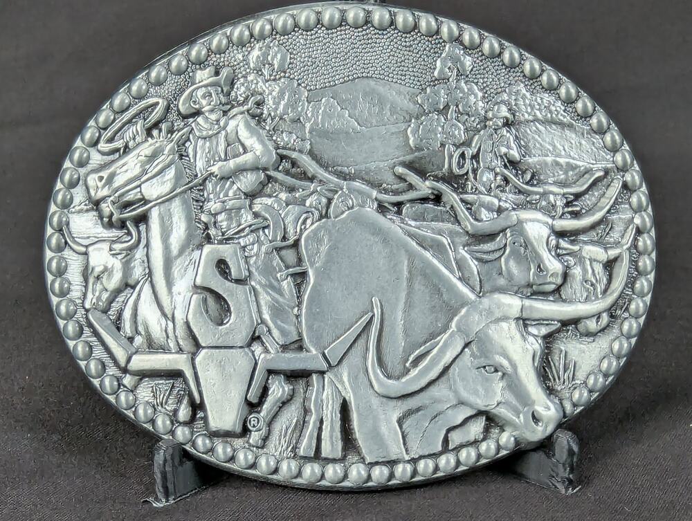 Vintage Award Design Medals Zee Series Western Cowboy Longhorn Belt Buckle Metal